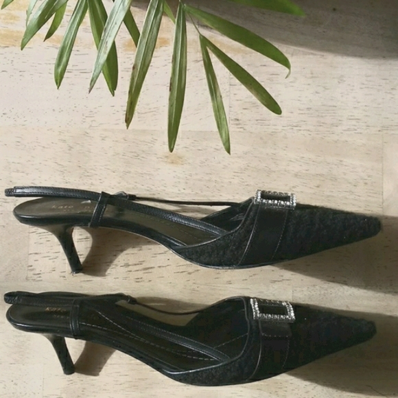 Kate Spade Black Wool Slingback w/Rhinestones - Picture 11 of 14